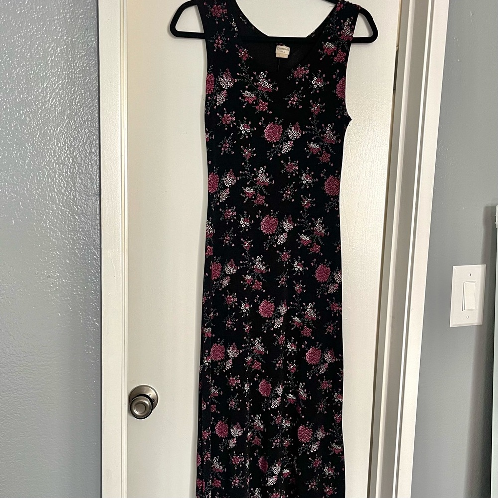 Diamond Supply Co. Black and Pink Floral Maxi Dress